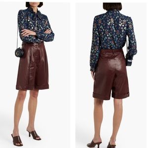 SALONI NWT Emile Floral Metallic Silk Blend Chiffon Ruffle Bow Collar Size 4